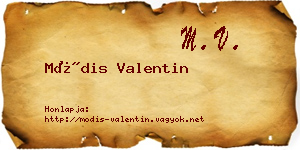 Módis Valentin névjegykártya